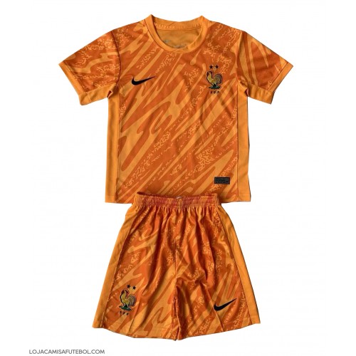 Camisa de Futebol França Goleiro Equipamento Secundário Infantil Europeu 2024 Manga Curta (+ Calças curtas)